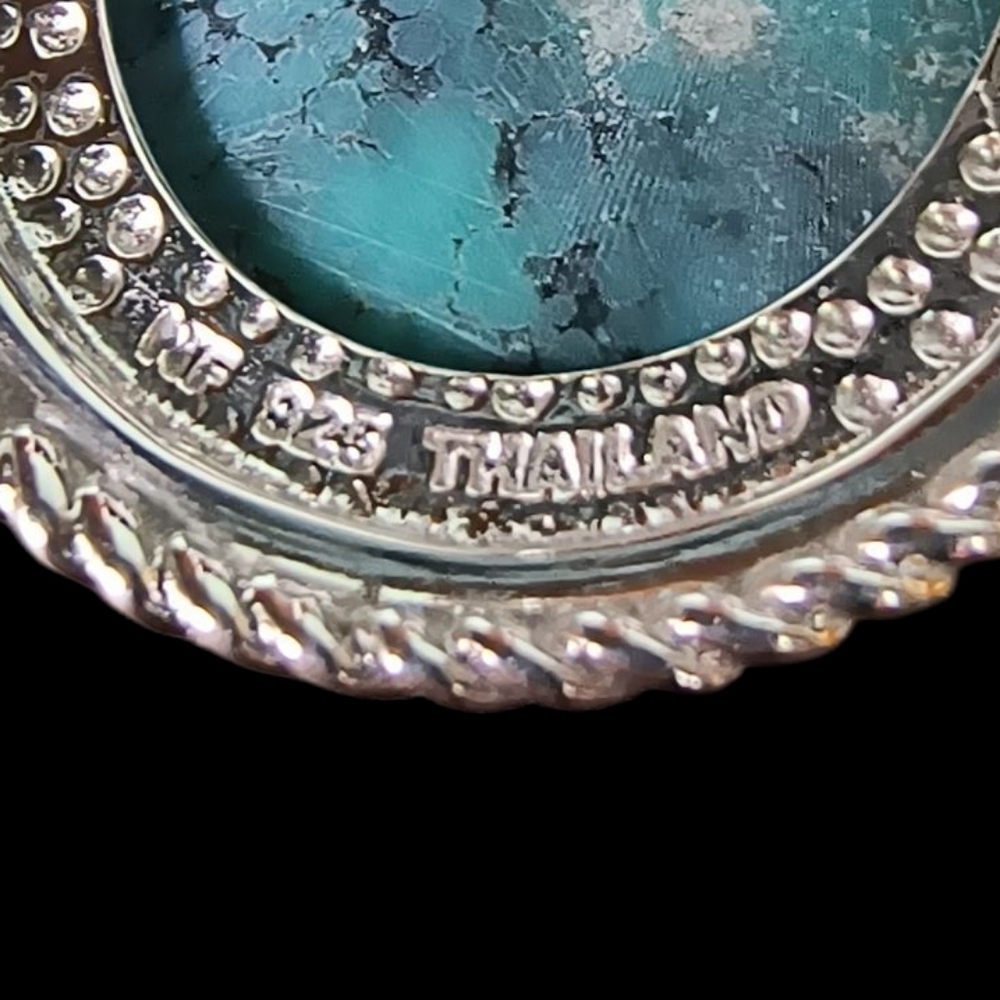 Large Campo Frio Turquoise & Blue Topaz Enhancer Necklace In Sterling Silver - Picture 10 of 11